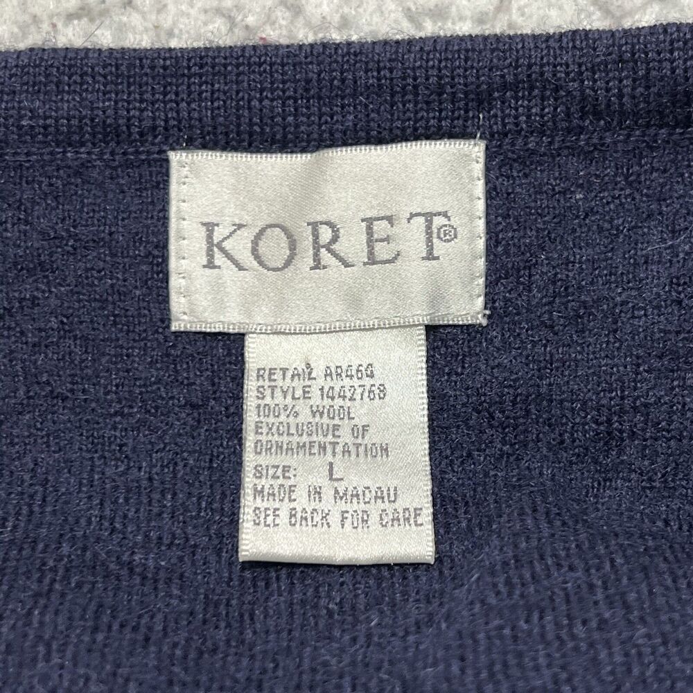 Vintage Koret Women's Large Pure Wool Cardigan Sweater Vest Embroidery V-Neck - Picture 3 of 10